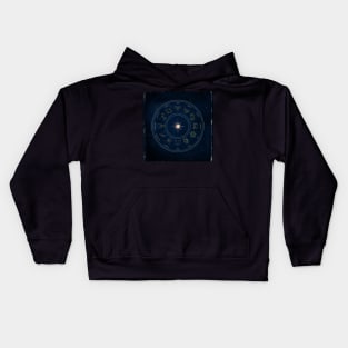 Zodiac sings on blue vintage background Kids Hoodie